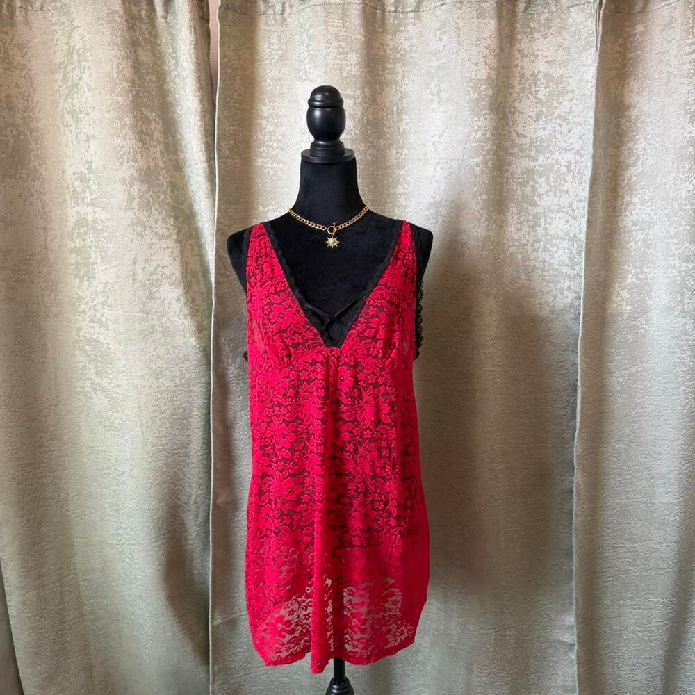 Ambrielle Red Lace Slip Dress